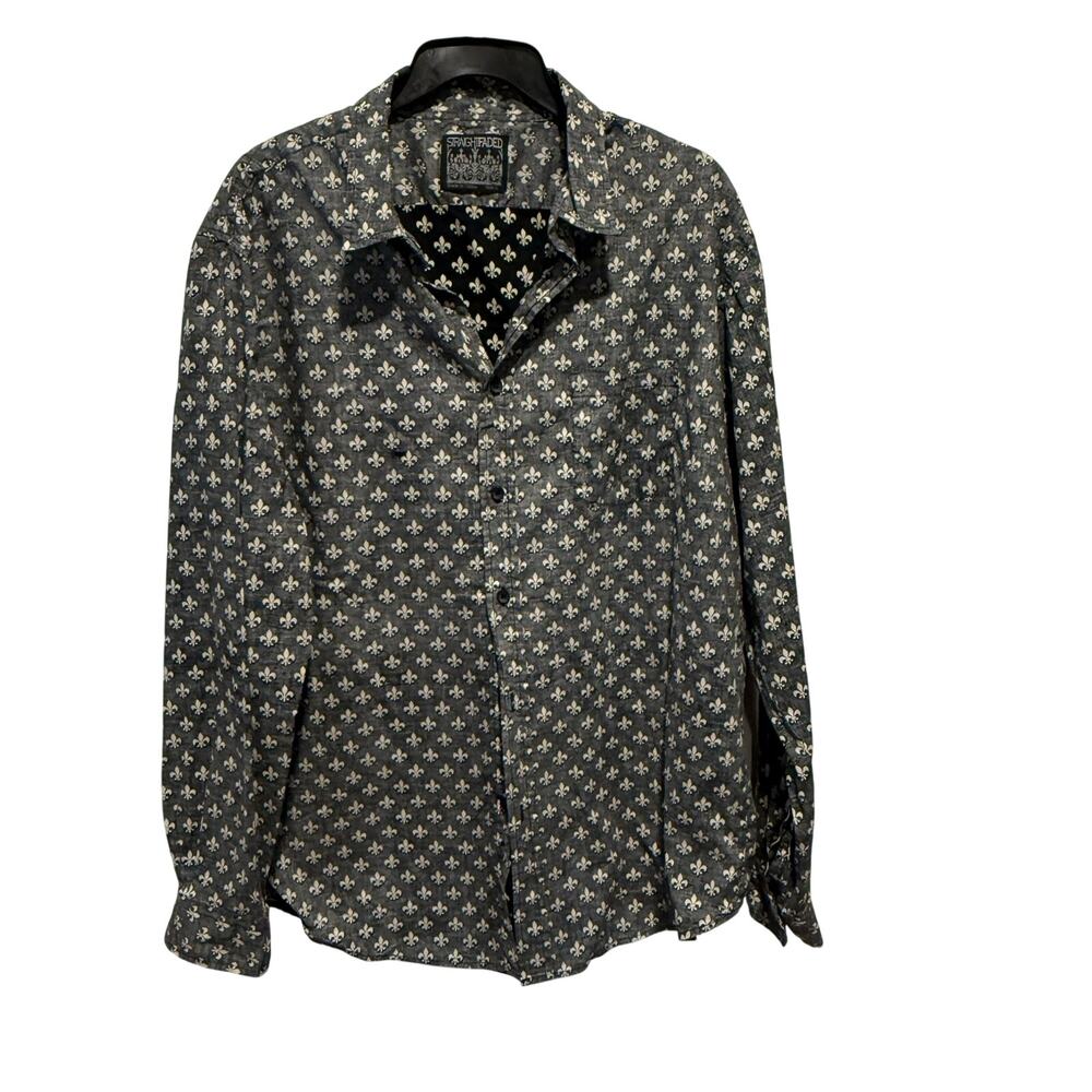 Straight faded black button up size L